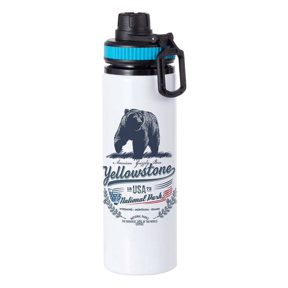 MissKraft - Sublimation - Gourde en Aluminium - Blanc/Bouchon Noir-Bleu - 850 ml