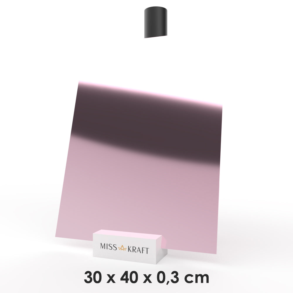 MissKraft - Plexiglass PMMA Acrylique - Miroir Rose - 30 x 40 cm - Ép. 3 mm