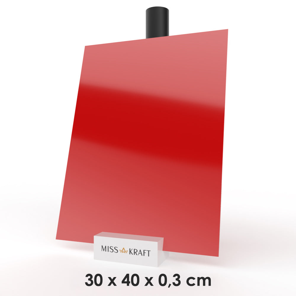MissKraft - Plexiglass PMMA Acrylique - Rouge - 30 x 40 cm - Ép. 3 mm