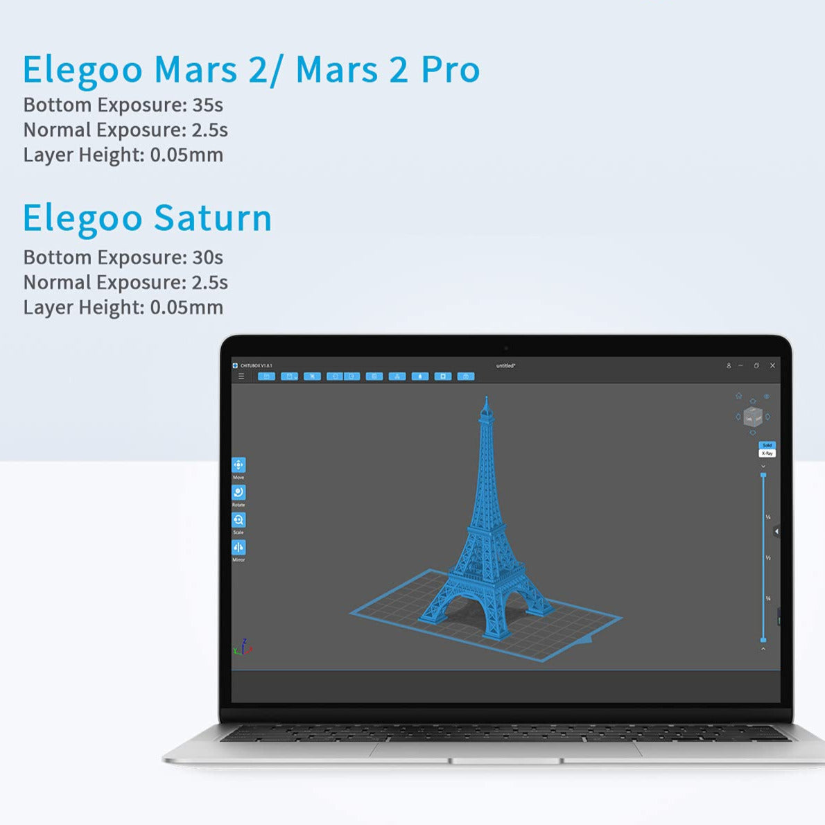 ELEGOO - Résine UV Standard - Bleu Clair (Clear Blue) - 1 kg
