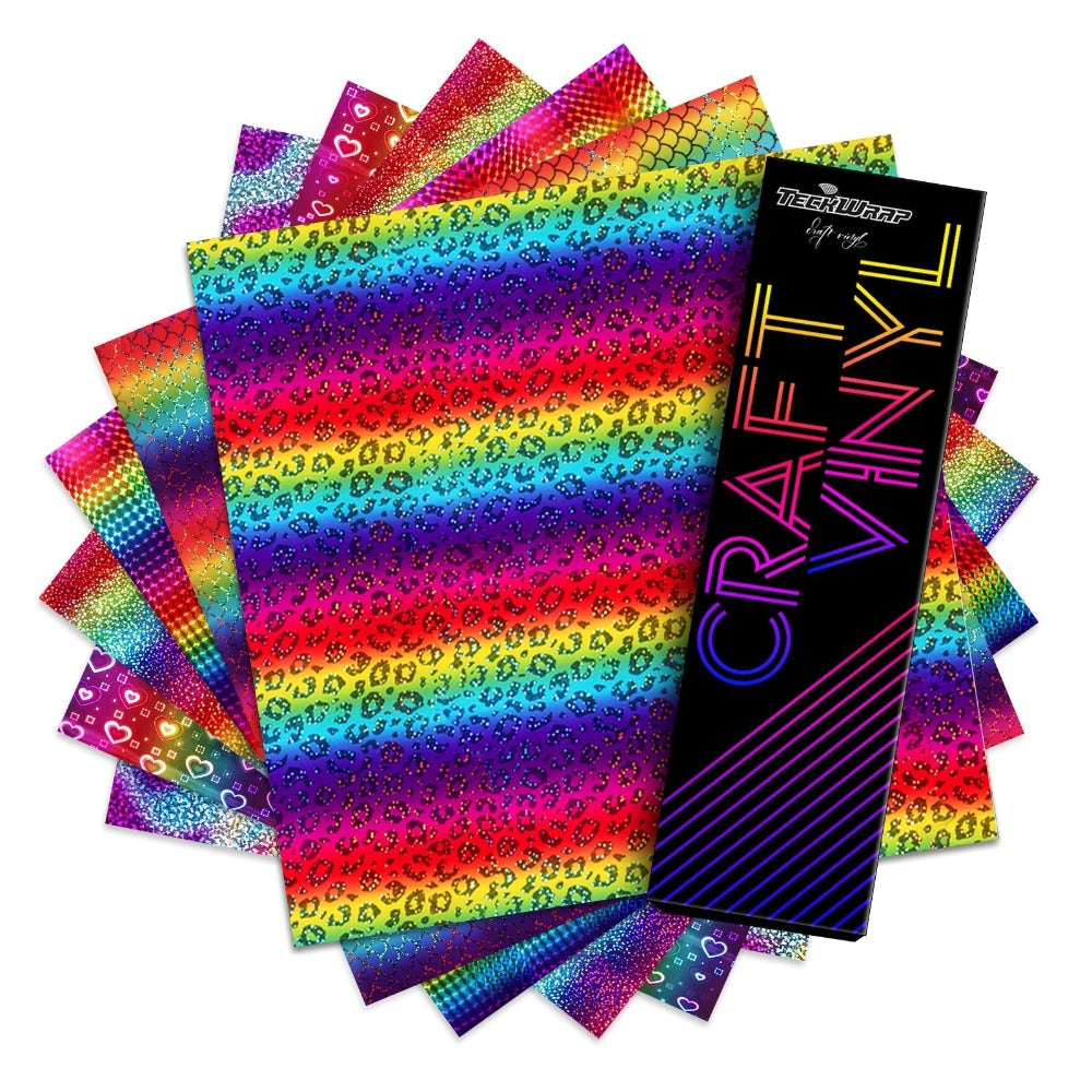 TeckWrapCraft - Holo Rainbow - Vinyle holographique - Pack de 6 feuilles
