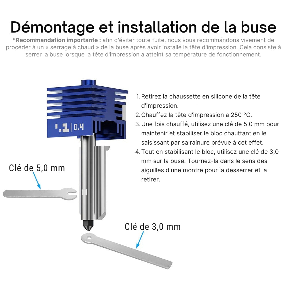 BIQU - Panda Juicer - SF-H/A Hotend Buse de 0,6mm en Acier Trempé pour Bambu Lab Série A1 H2