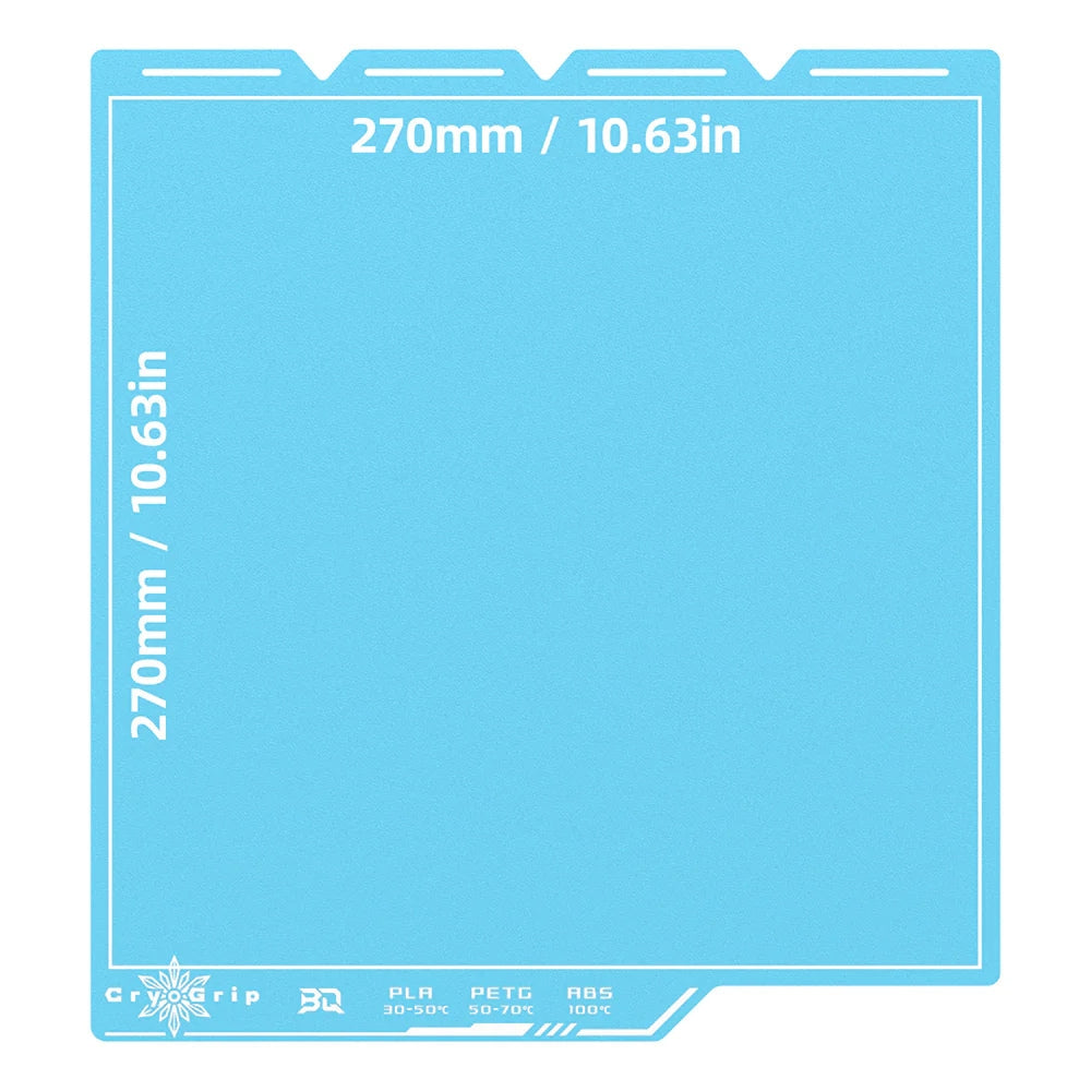 BIQU - Plateau d'impression CryoGrip Pro pour Snapmaker U1 - Bleu d'hiver texturé (Frostbite Coarse Textures) - 270 x 270 mm