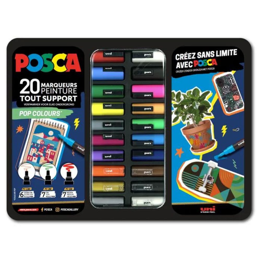 malette métal Posca Pop colors 20 marqueurs