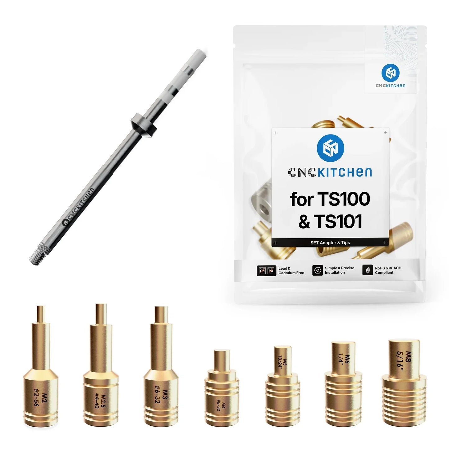 CNC Kitchen - Pannes à Souder + Adaptateur pour TS100 et TS101 - 7 pièces