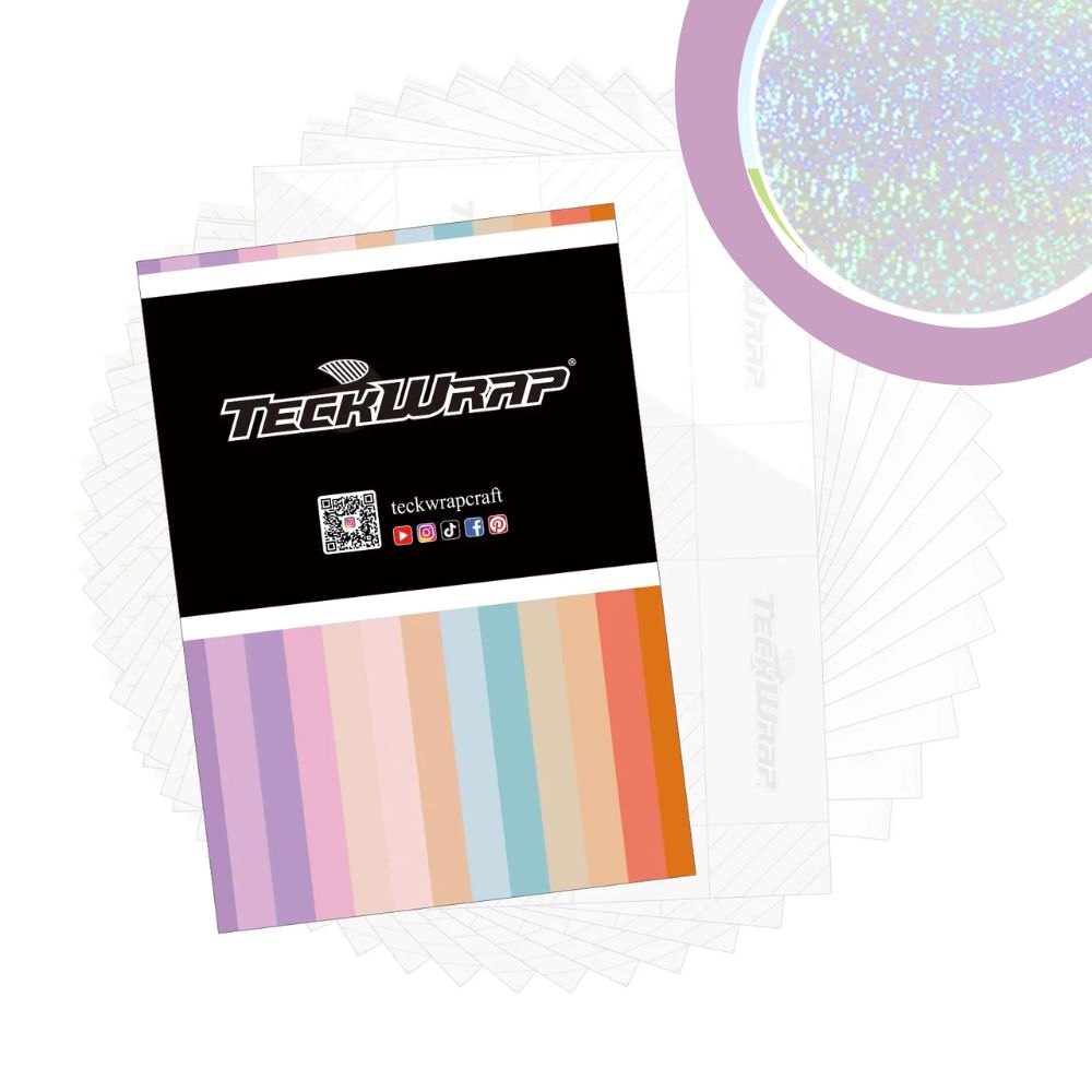 TeckWrapCraft - Stickers - 15 Feuilles Holographique Sparkle A4 - 20 x 30 cm