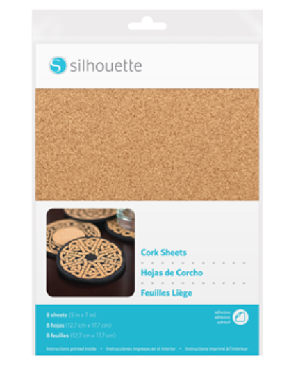 Silhouette - Cameo - Feuilles Liège Adhesives x8 - 12,7 x 17,8 cm, , Silhouette