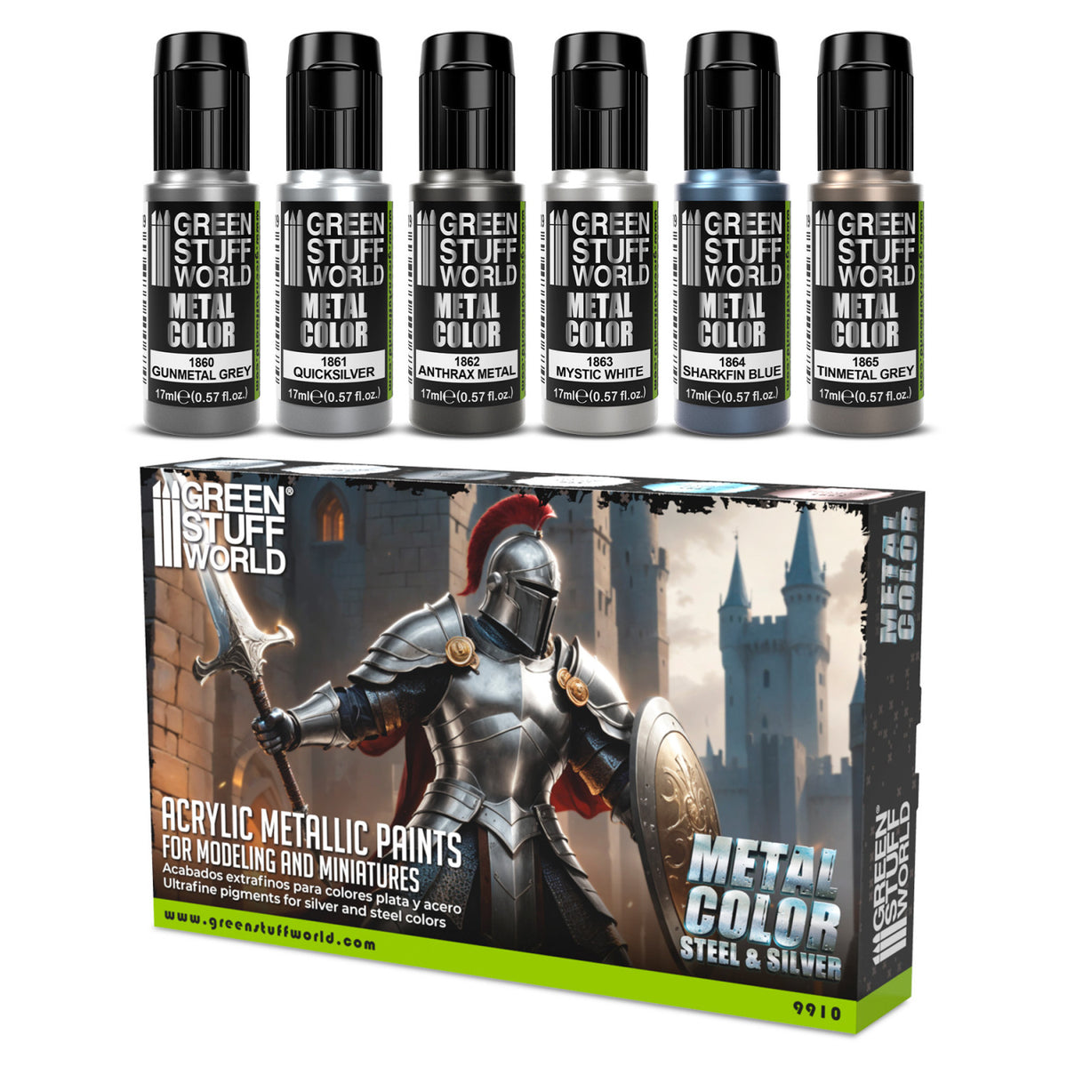 GSW-SET-PEINTURES METALLIQUES-ARGENT