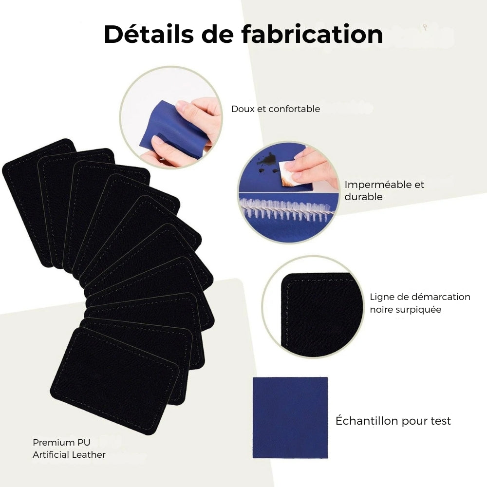 xTool - Écusson rectangulaire en simili cuir gravable au laser - 76 x 51 mm - Noir à Argent - 10 pcs