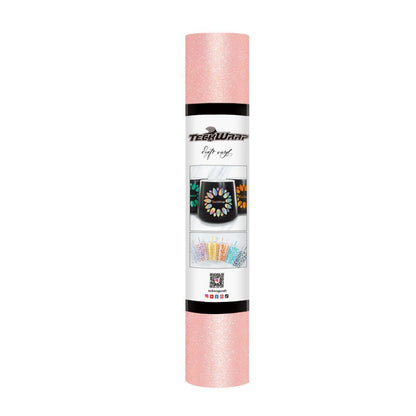 TeckWrapCraft - Glitter - Vinyle Adhésif Pailleté - Champagne Rosé - rouleau de 30 cm par 1.5 m