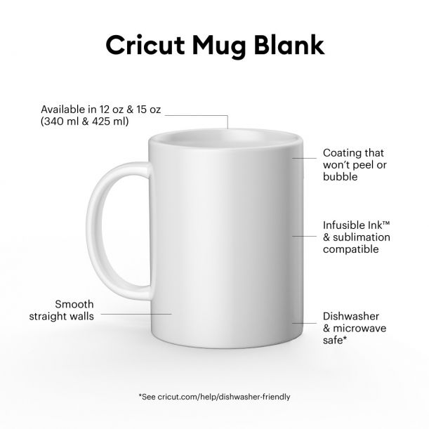 Cricut - Mug en céramique - blanc - 15 oz / 425 ml (lot 6 Mugs)