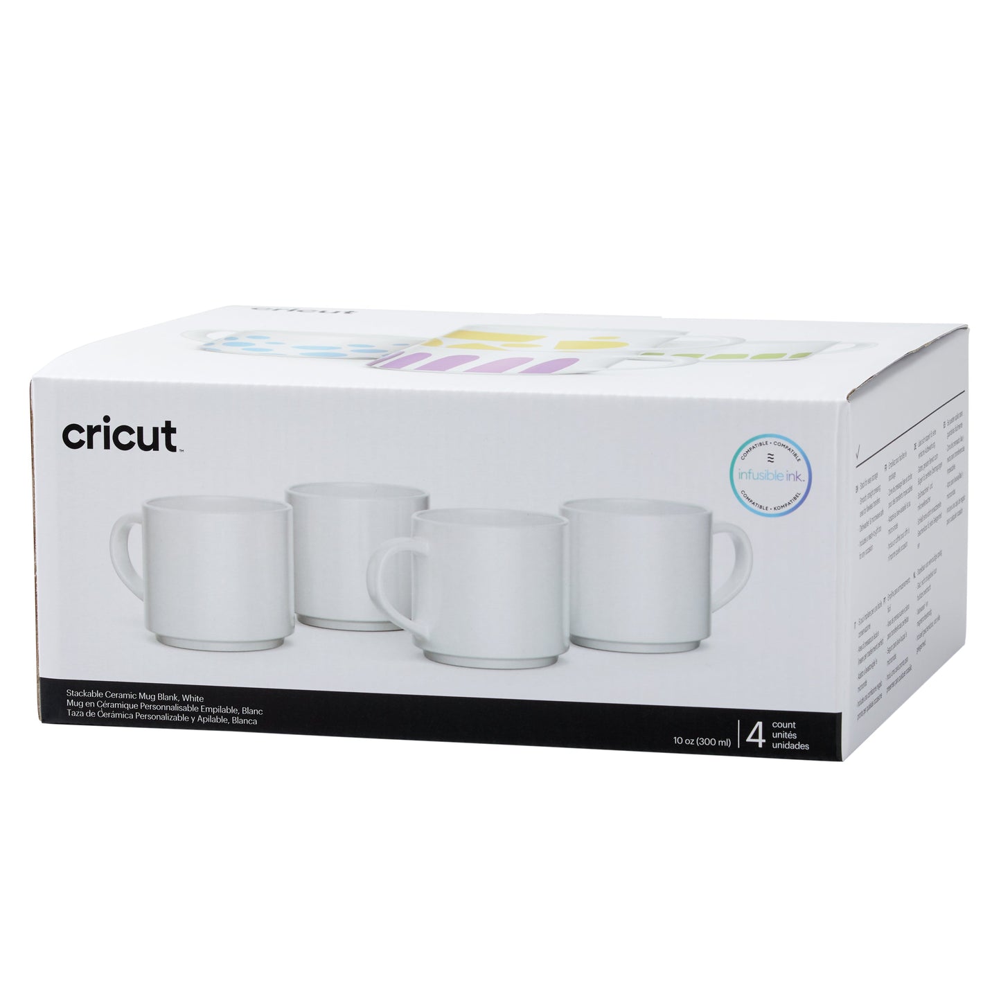 Cricut - Mug en céramique - blanc - 10 oz / 300 ml (lot 4 Mugs)