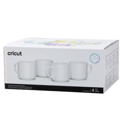 Cricut - Mug en céramique - blanc - 10 oz / 300 ml (lot 4 Mugs)