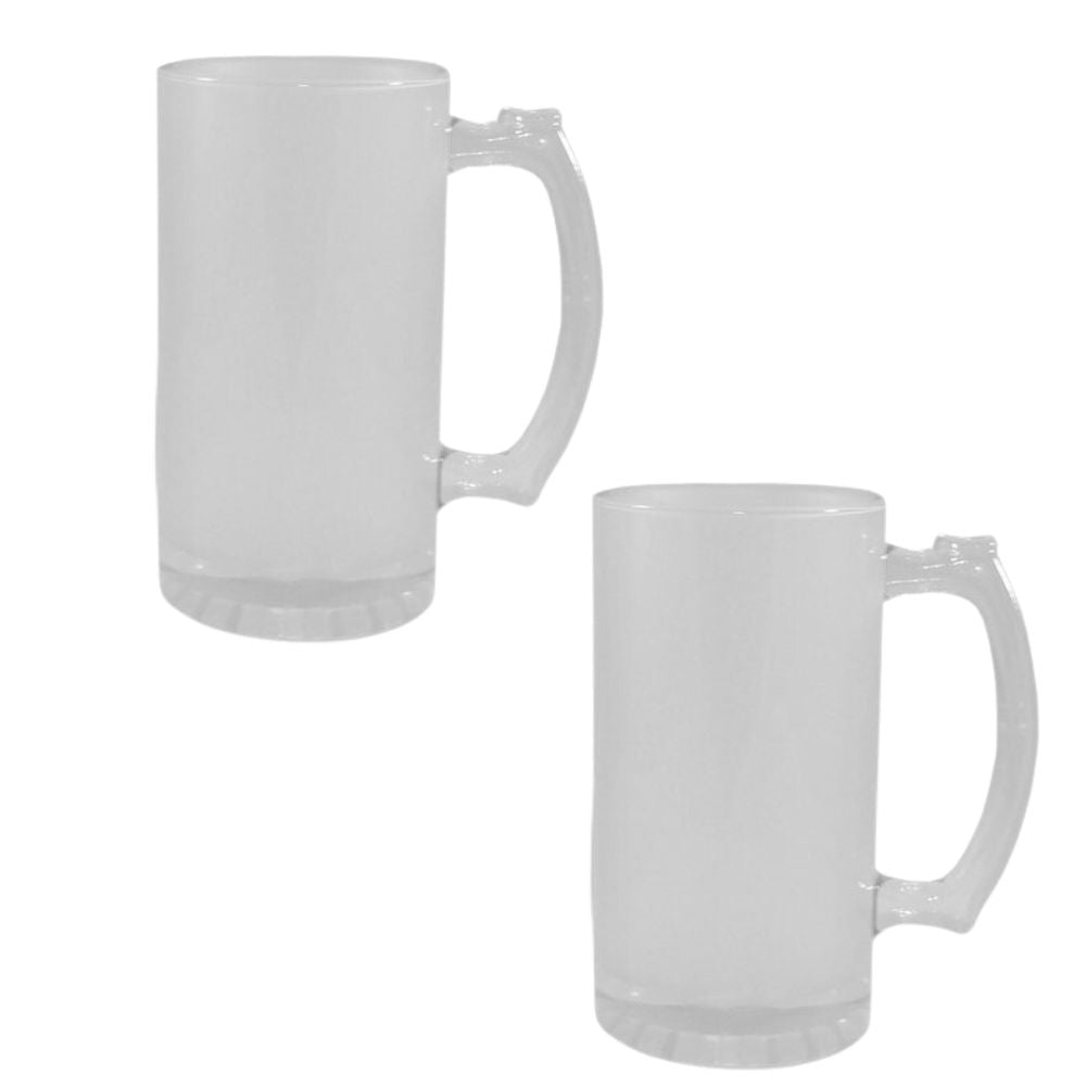 MissKraft - 2 Chopes à Bière pour Sublimation - Verre givré - 470 ml