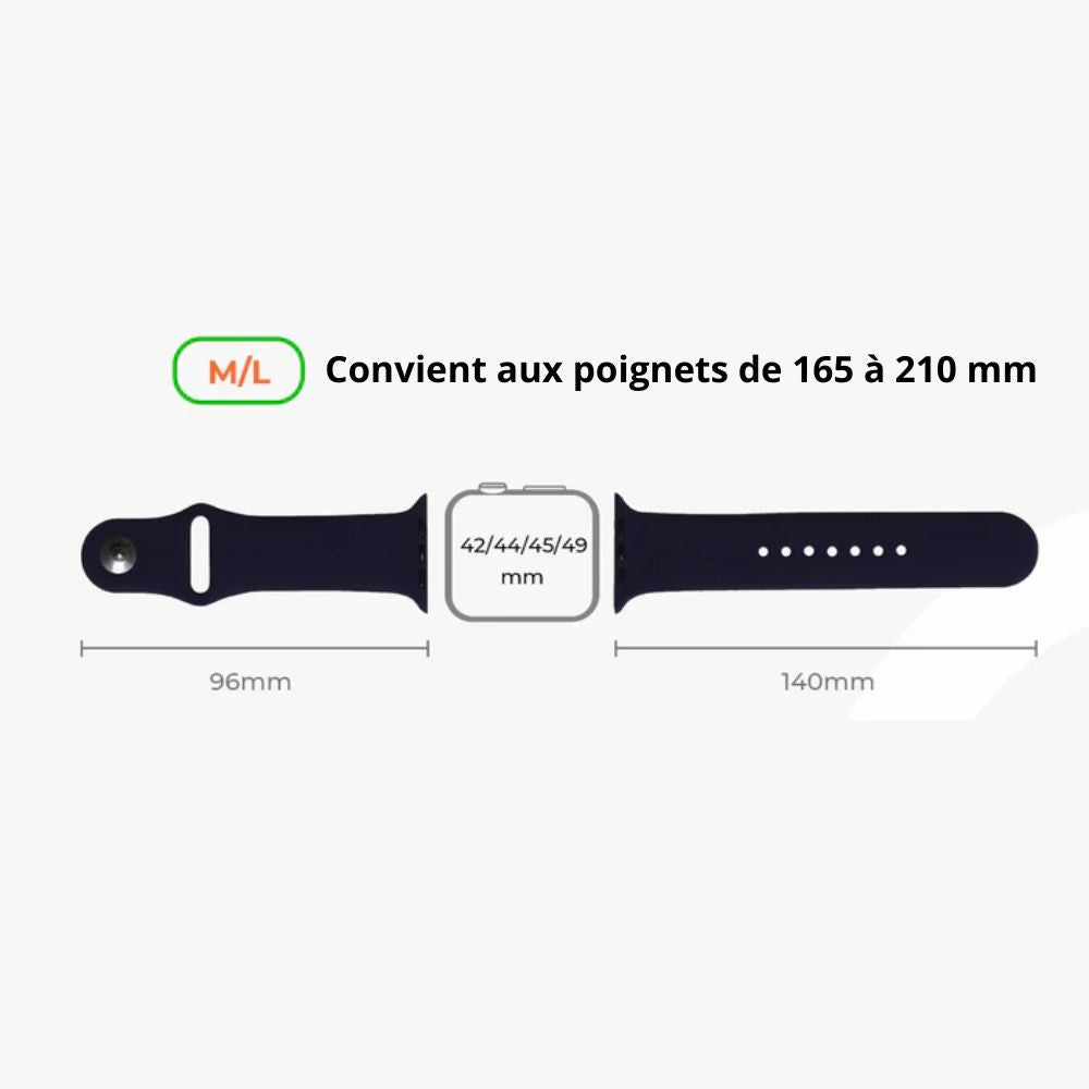 xTool - 4 Bracelets Apple Watch - Arc en ciel Noir/Blanc/Rouge/Gris - 42/44/45/49 mm