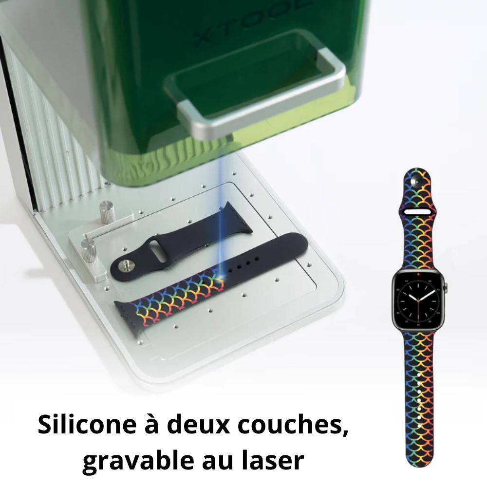 xTool - 4 Bracelets Apple Watch - Arc en ciel Noir/Blanc/Rouge/Gris - 42/44/45/49 mm