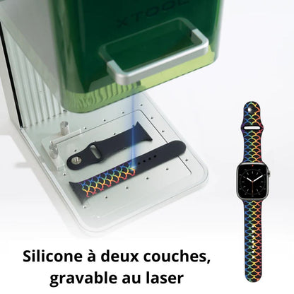 xTool - 4 Bracelets Apple Watch - Arc en ciel Noir/Blanc/Rouge/Gris - 42/44/45/49 mm