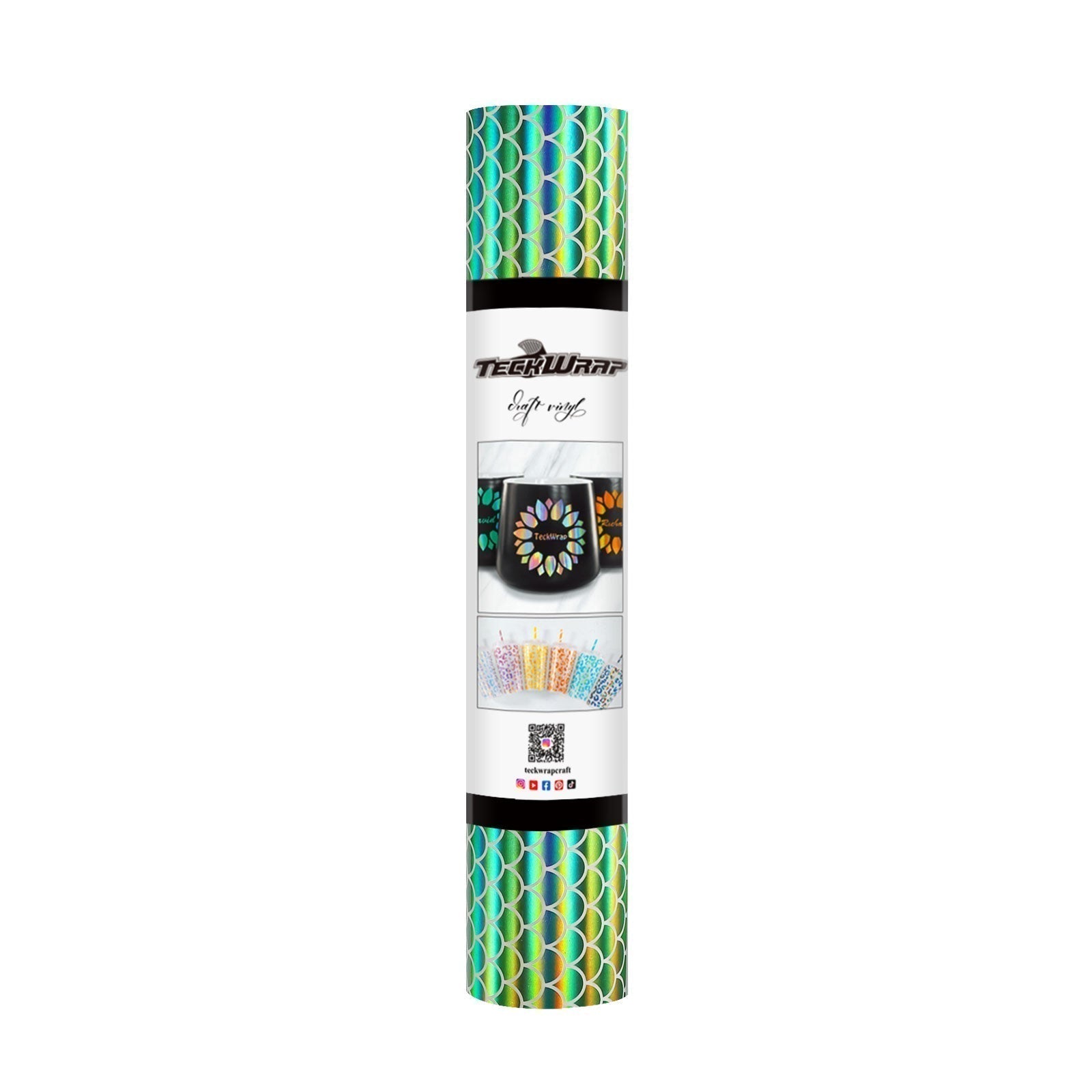 Holographic Opal Pattern Adhesive Vinyl - US to US / 5ft / Green Mermaid Scales - TeckwrapCraft