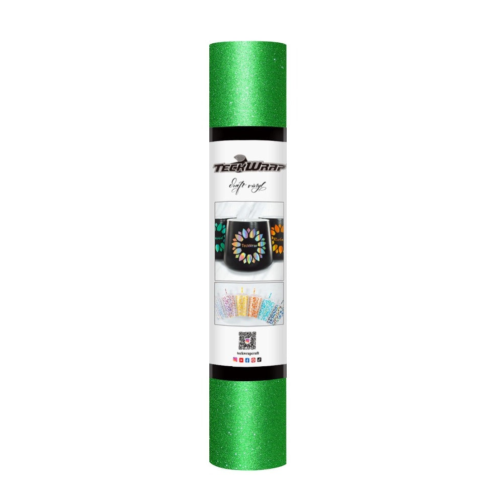 TeckWrapCraft - Glitter - Vinyle Adhésif Kelly Green