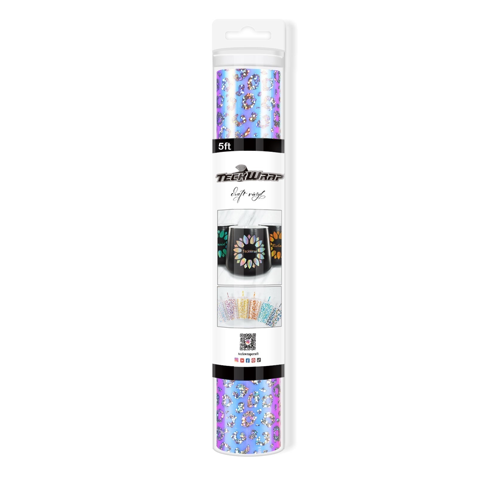 Holographic Opal Pattern Adhesive Vinyl - US to US / 5ft / Opal Leopard - TeckwrapCraft