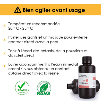 ELEGOO - Résine UV Standard - Bordeaux (Maroon) - 1 kg