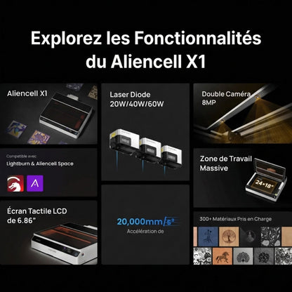 Aliencell - X1 - Graveur Laser à Diode 40W avec Pompe à Air