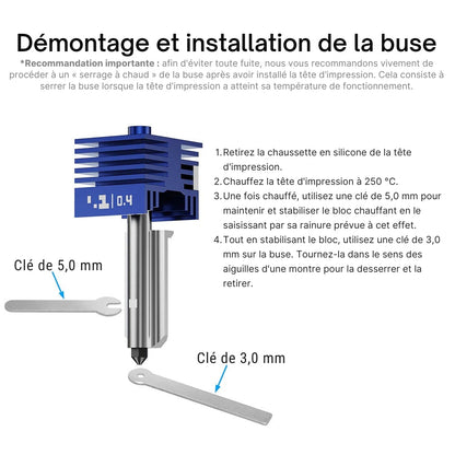 BIQU - Panda Juicer - SF-H/A Hotend Buse de 0,4mm en Acier Trempé pour Bambu Lab Série A1 H2