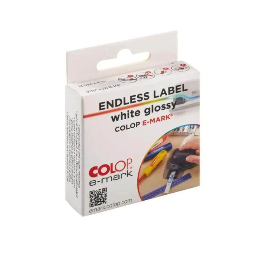Colop - Étiquettes Blanches Brillantes - 14 mm x 8 m