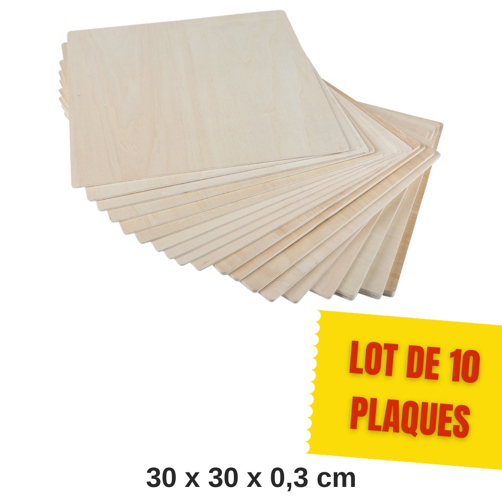 Creality - 10 Plaques de Contreplaqué de Bois (Basswood Sheets) - 30 x 30 cm - 3 mm