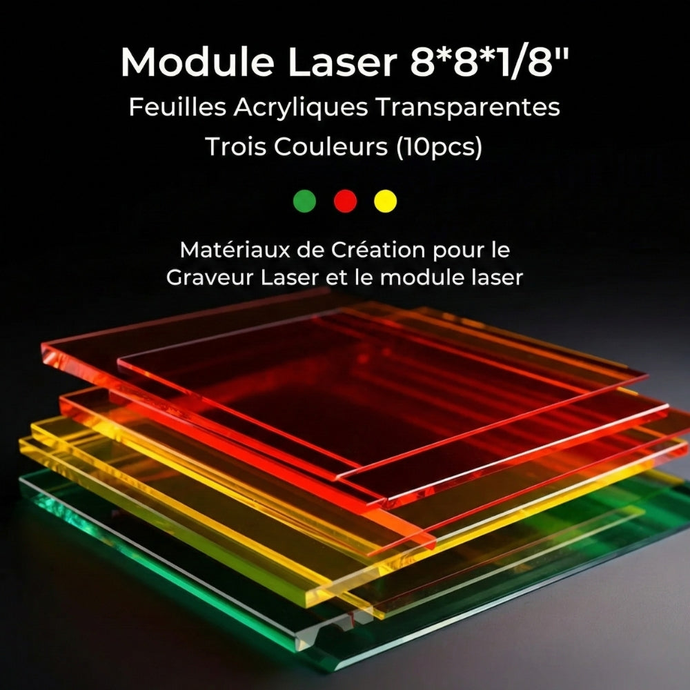 Creality - 10 Plaques Transp. 3 Coul. (Transparent Acrylic Sheets) - 30x30cm - 3mm - Recon. Intel.