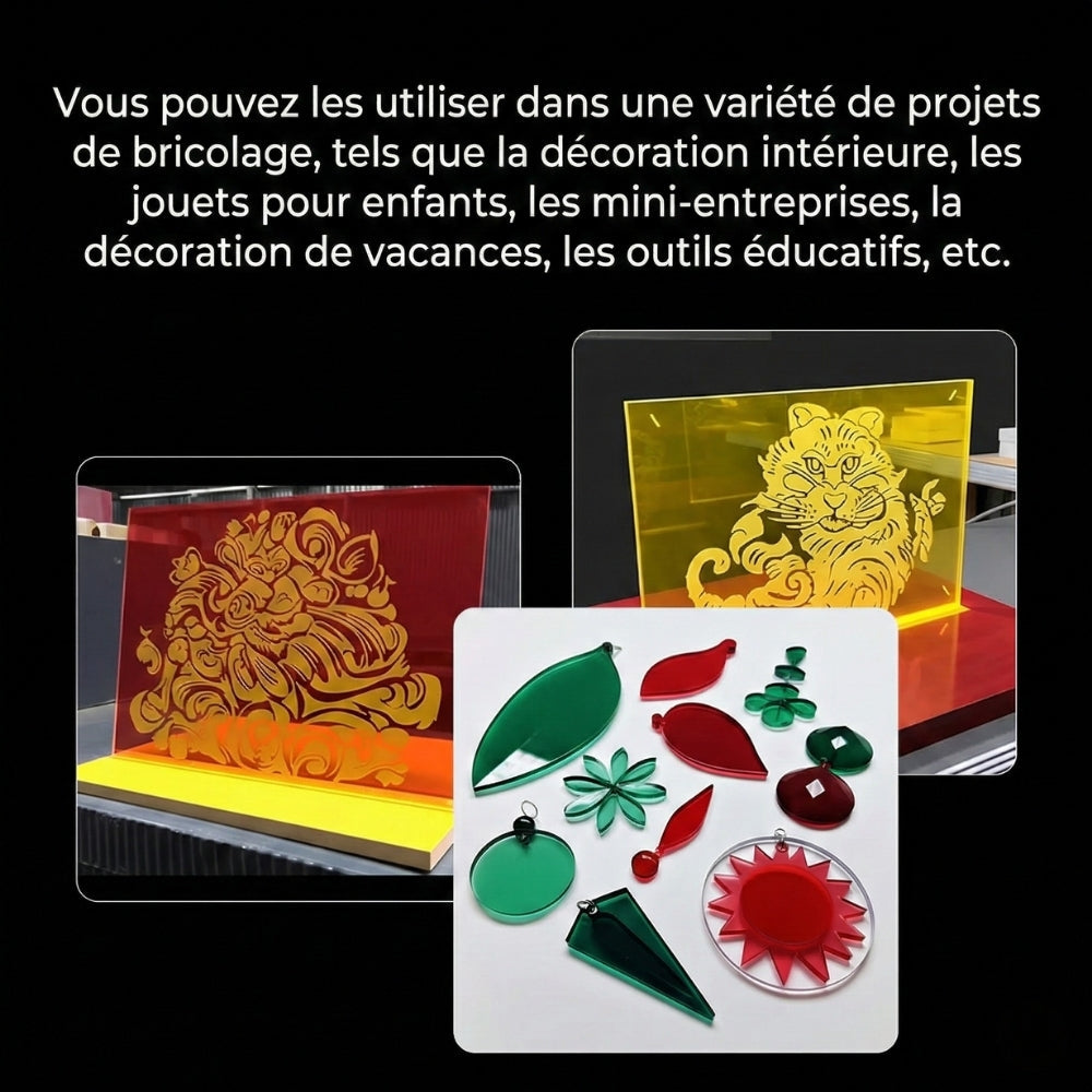 Creality - 10 Plaques Transp. 3 Coul. (Transparent Acrylic Sheets) - 30x30cm - 3mm - Recon. Intel.
