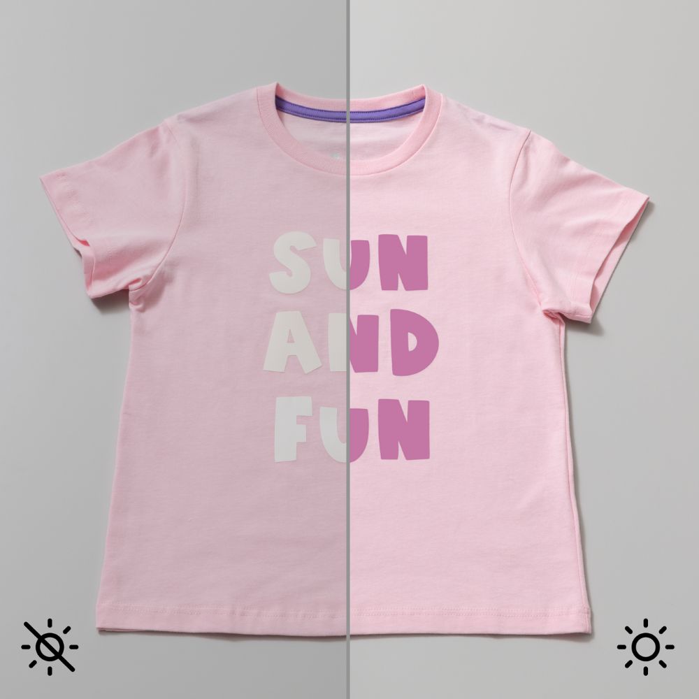T-shirt Vinyle Thermocollant UV - Blanc/Rose