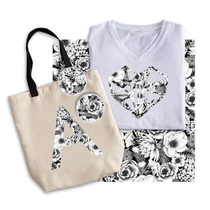 Cricut - 2 Feuilles de Transfert avec Motifs Infusible Ink - Black Botanicals - (30,5x30,5cm)