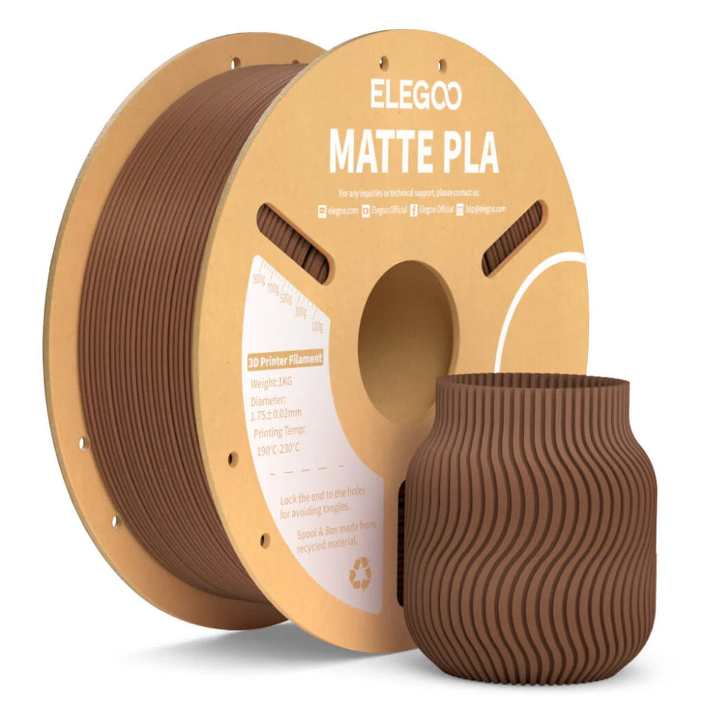 Elegoo - Matte PLA - Marron Terre (Earth Brown) - 1,75 mm - 1 kg