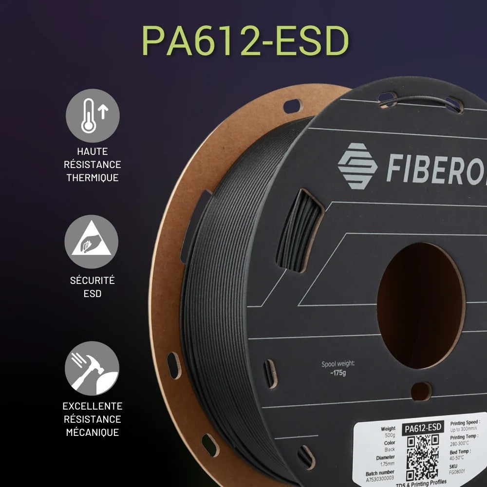 Fiberon - PA612-ESD - Noir (Black) - 1,75 mm - 3 kg