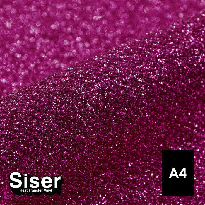 Siser - Glitter Flex - Feuille A4 Thermocollant - (G0008) Rose Chaud Pailleté - 20 x 30 cm