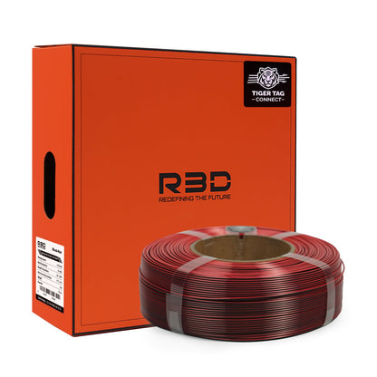 R3D - Silk Dual Color - Noir & Rouge (Black-Red) - 1,75 mm - 1 kg Refill avec RFID TigerTag
