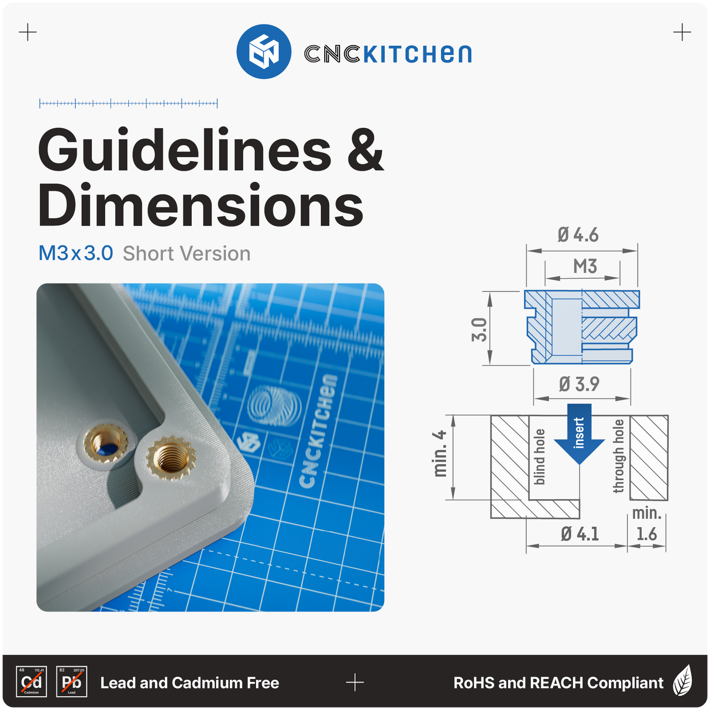 CNC Kitchen - Inserts Filetés Set Court - Lot de 200 pièces