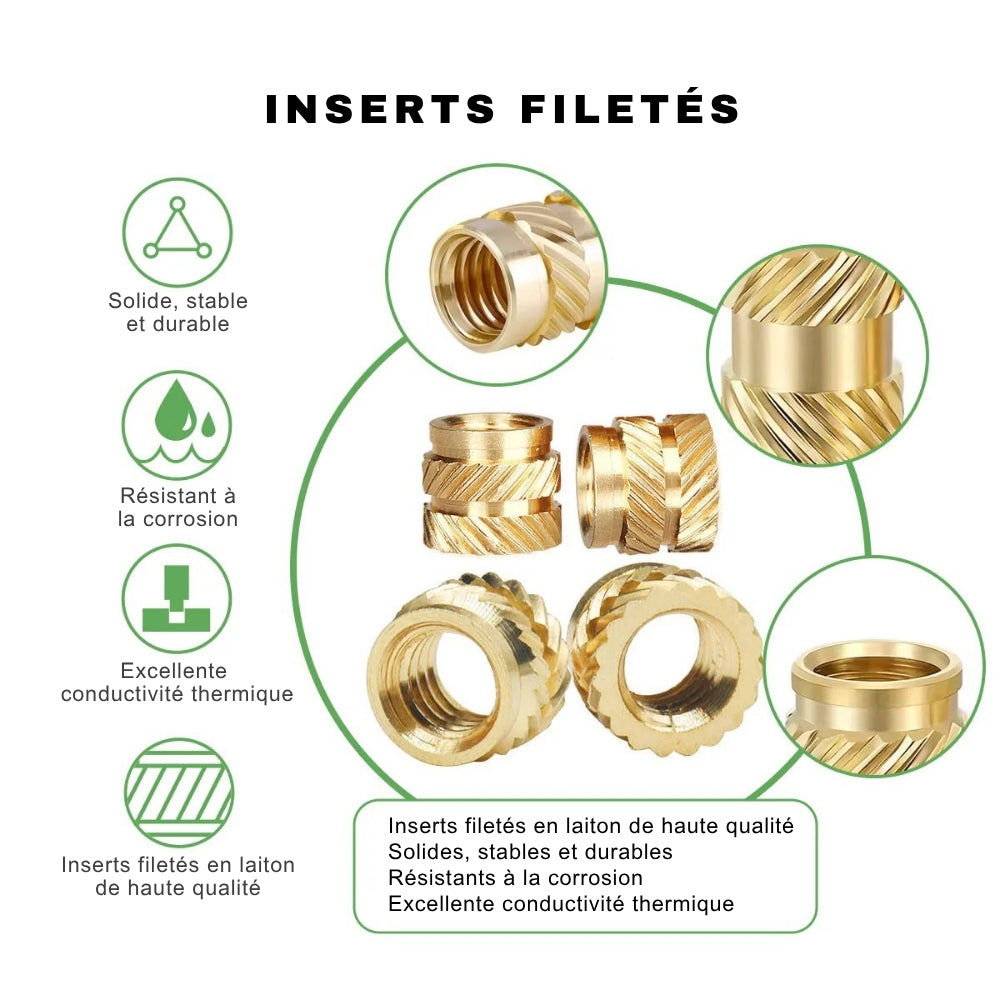 Mintion - Kit d'Inserts Filetés (Threaded Inserts Kit NutoPress) - 500 pcs