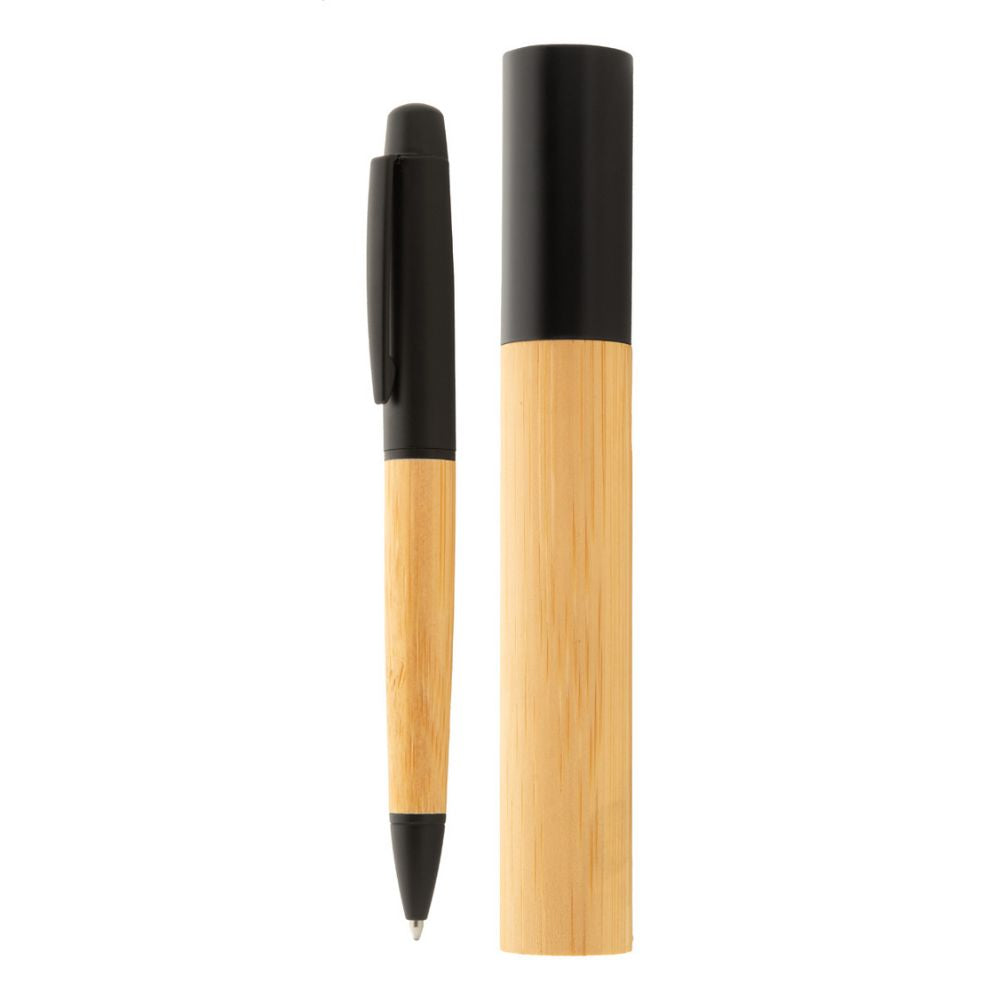 MissKraft - Stylo Baduru avec étui en bambou et métal à graver
