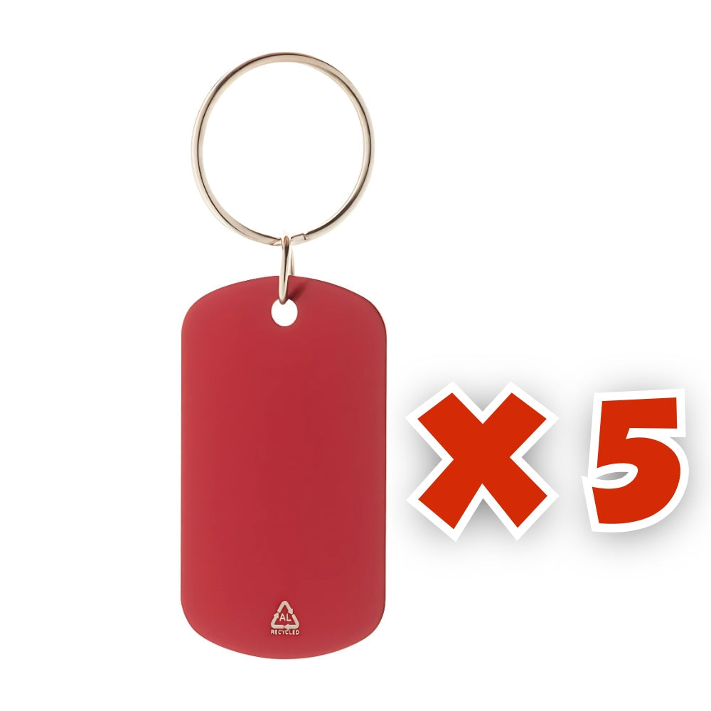 MissKraft - 5 Porte-Clés Plaque en métal à graver - Rouge
