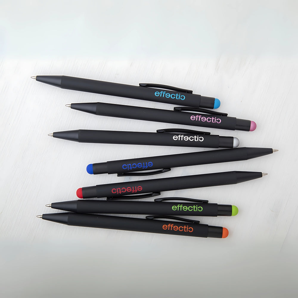 MissKraft -  5 Stylos à bille à graver Pearly Noir embout Rouge