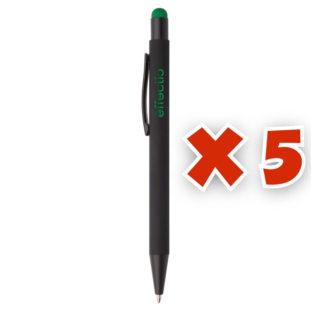 MissKraft -  5 Stylos à bille à graver Pearly Noir embout Vert Foncé