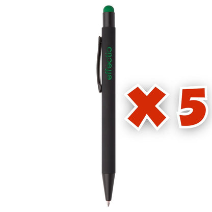 MissKraft -  5 Stylos à bille à graver Pearly Noir embout Vert Foncé