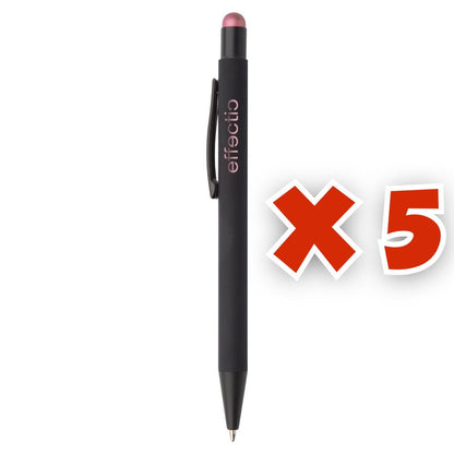 MissKraft - 5 Stylos à bille à graver Pearly Noir embout Violet