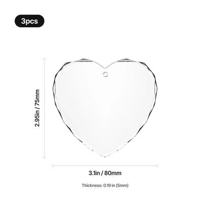 xTool - Ornement en Forme de Cœur Facetté en Cristal K5 (Heart-Shaped Ornament) - 80 mm - 3 pcs