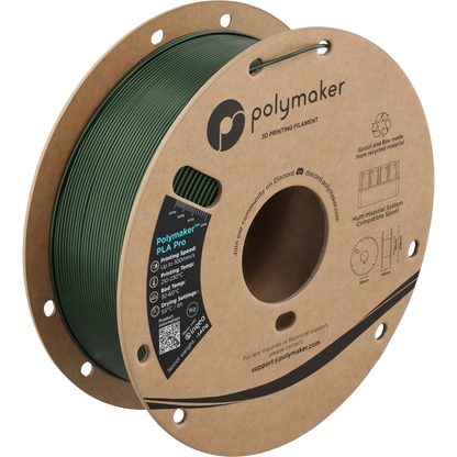 Polymaker - PLA Pro - Vert Métallique (Metallic Green) - 1,75 mm - 1 kg