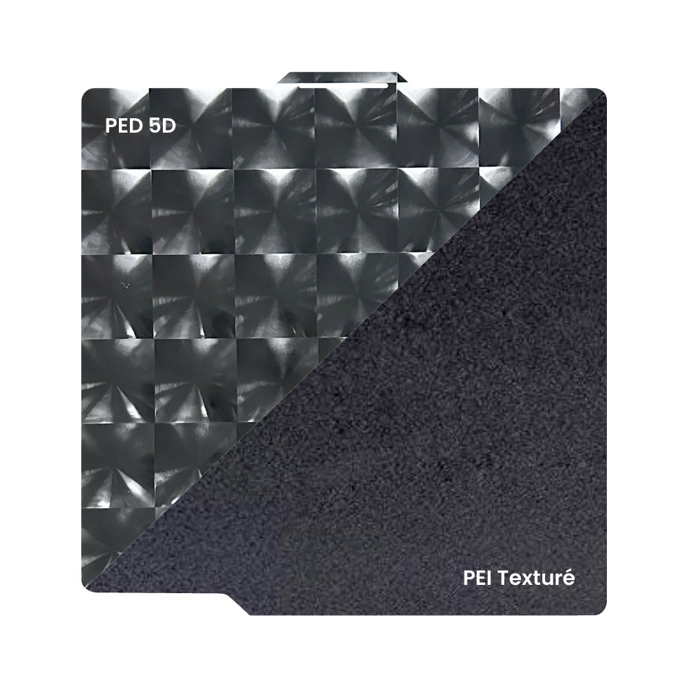 Ziflex - Plateau d'Impression pour Bambu Lab Séries X1/X2/P1/P2/A1 - PED 5D & PEI Textured - 257 x 257 mm