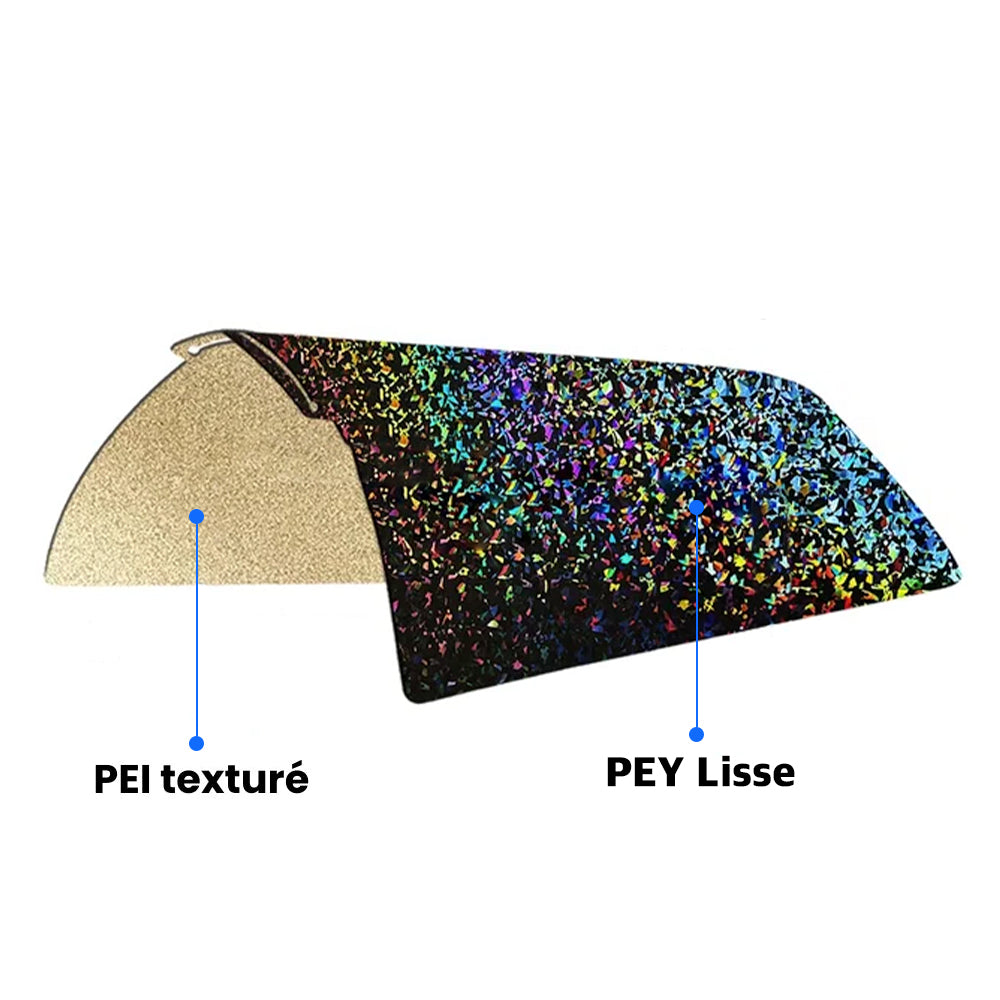 Ziflex - Plateau d'Impression pour Bambu Lab Séries X1/X2/P1/P2/A1 - PEY flake & PEI Textured - 257 x 257 mm