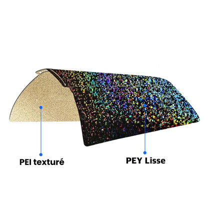 Ziflex - Plateau d'Impression pour Bambu Lab Séries X1/X2/P1/P2/A1 - PEY flake & PEI Textured - 257 x 257 mm
